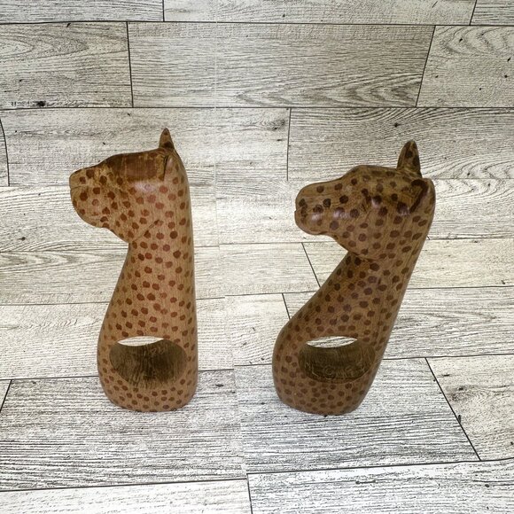 Hand Carved Wooden African Safari Animal Napkin‎ Rings Holder Set of 8 - Picture 8 of 11